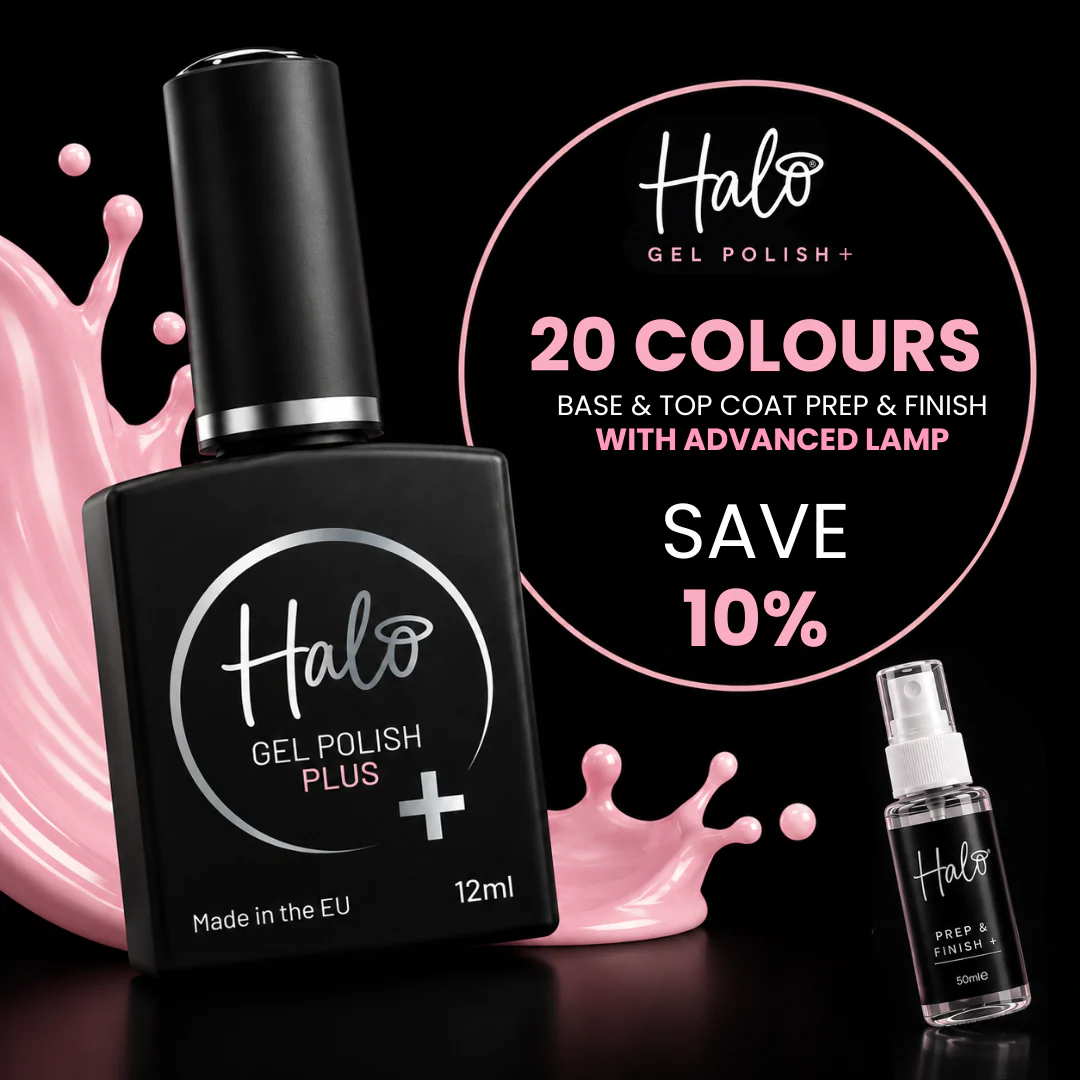 Halo Gel Polish Plus - Pro Set (20 Colours, Base & Top Coat + Black Advanced Lamp)