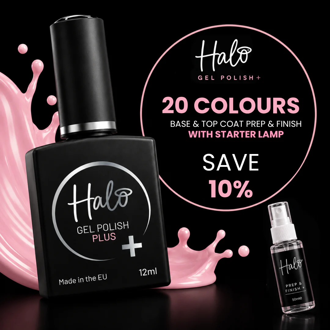 Halo Gel Polish Plus - Starter Set (20 Colours, Base & Top Coat + Black Starter Lamp)