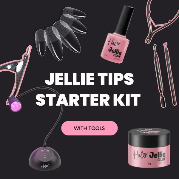 Halo Jellie Tips Kit with Flash Cure LED Nail Lamp + Tools